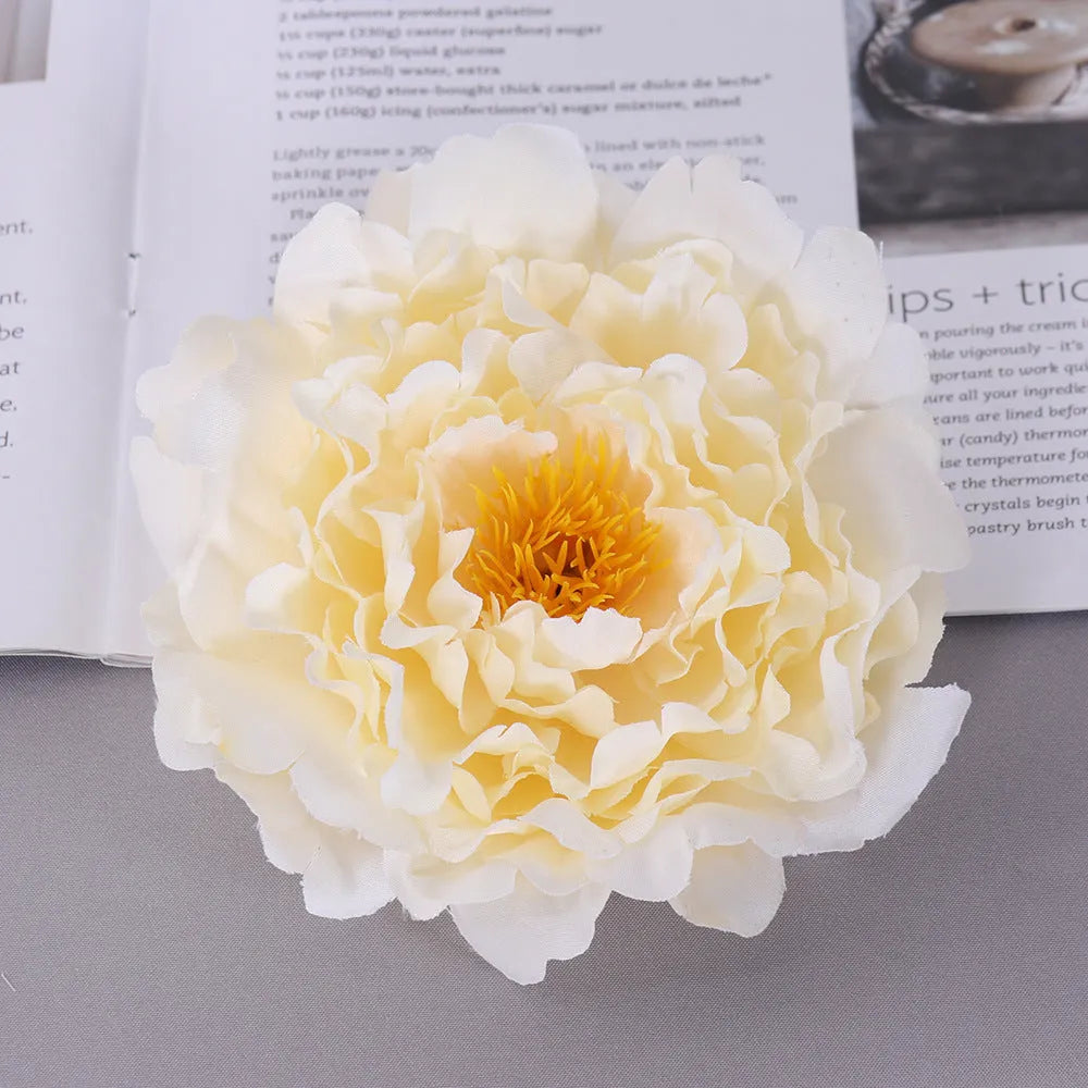 Silk simulation peony flower head in multiple colours for wedding and photography decor