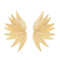 Gold and white alloy leaf-shaped stud earrings with botanical design