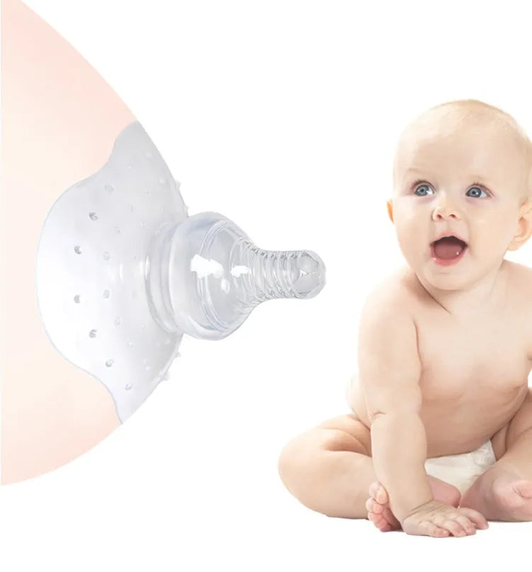 Silicone nipple protectors for breastfeeding mothers in transparent and pink colours