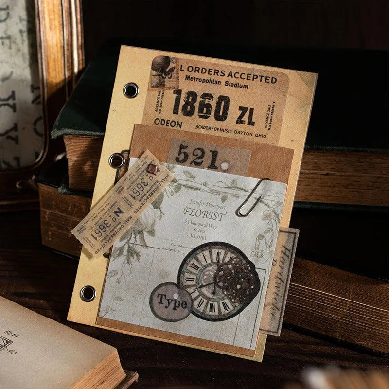 Retro double-layer A4 notebook with paper brick design showing six cover colour theme options