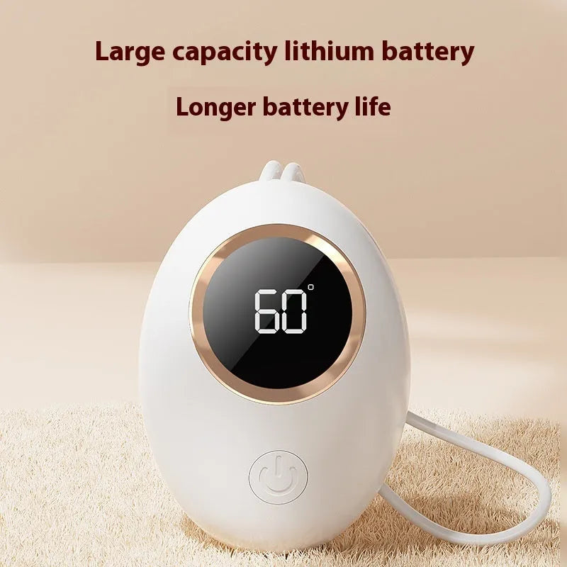 Hand warmer power bank with USB digital display showing battery percentage, aluminium heat dissipation, in charming blue colour