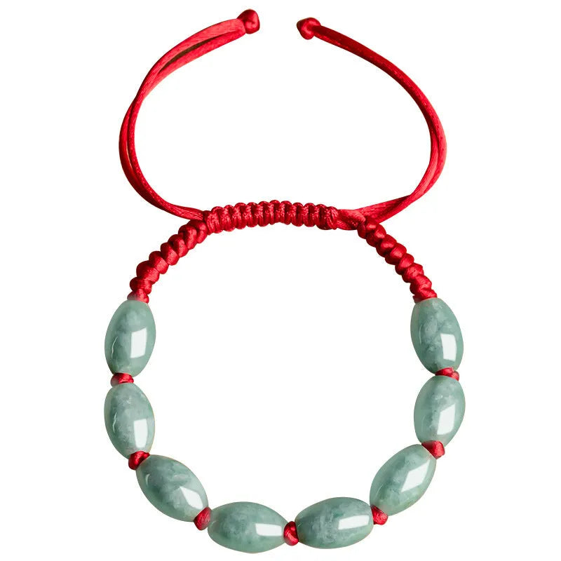 Traditional jade stone bracelet in dark green or red colour with certificate