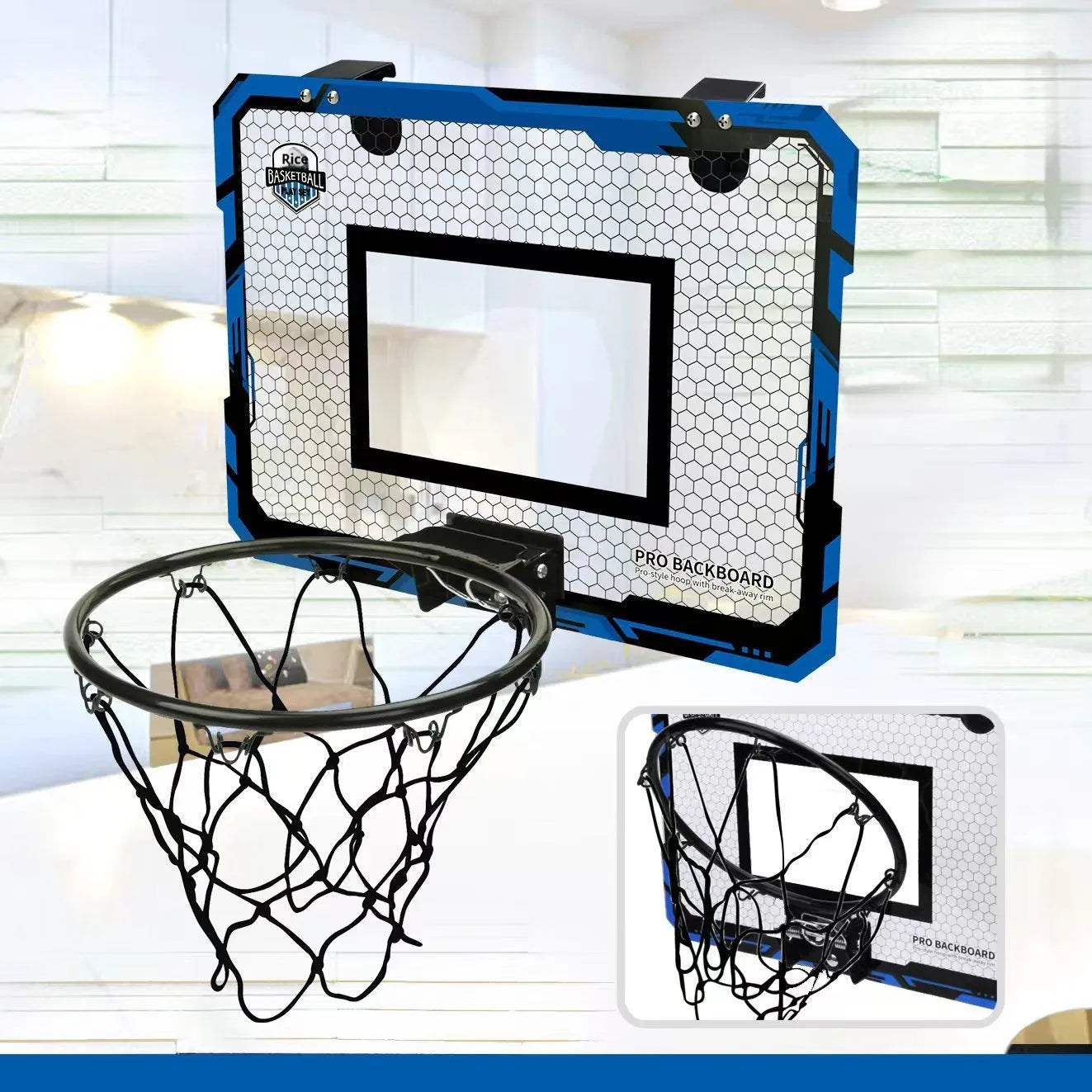 Red folding basketball frame with 400x300mm panels, 25cm frame height, and suction cup installation for indoor use