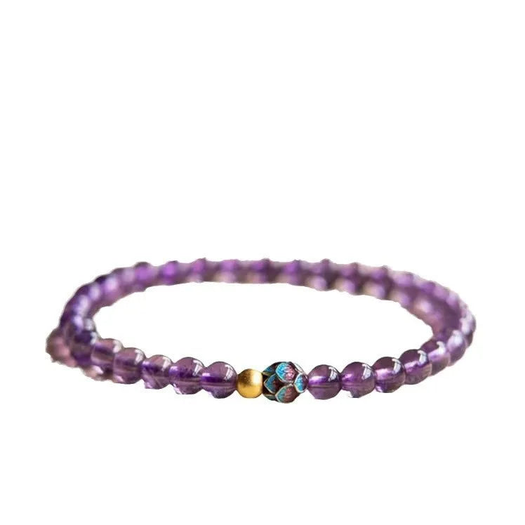 Nine purple lotus bracelet with retro Chinese student style and mixed material construction