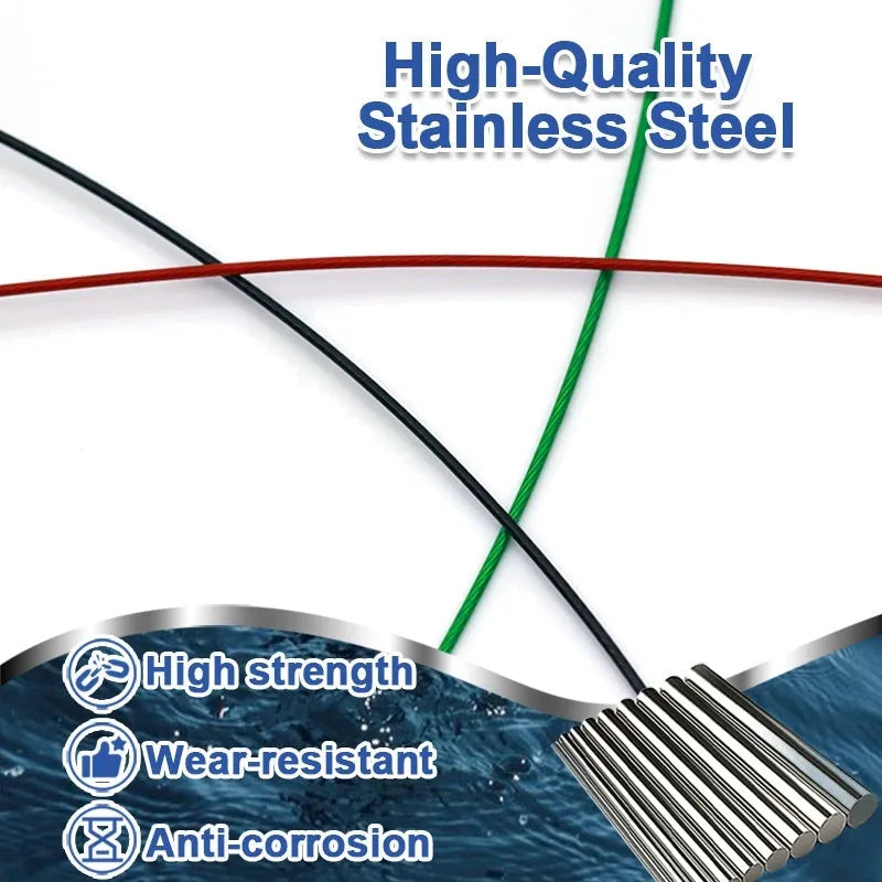 Green, black, and red 54cm steel wire fishing accessories with double buckle pins on fishing tackle