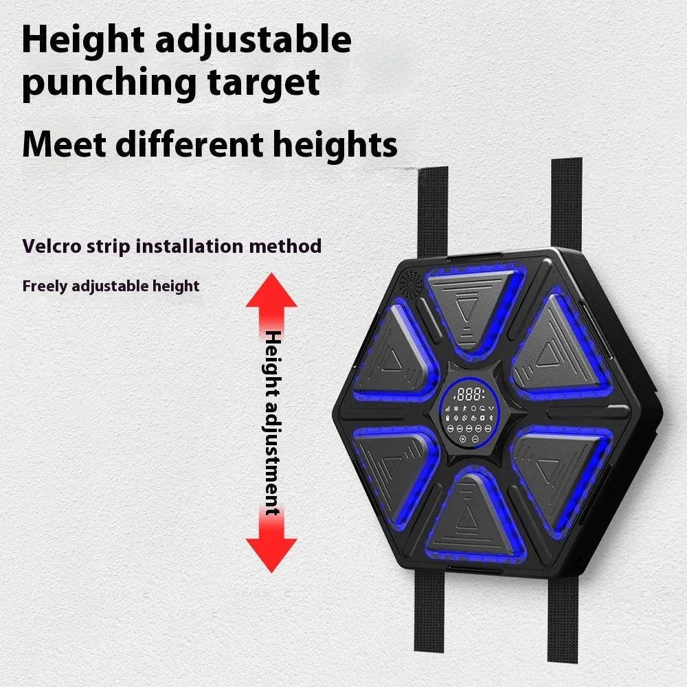 Electronic boxing wall target with music rhythm feedback system for home training