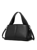 Women's genuine leather messenger bag in horizontal square shape with double shoulder straps and organised compartments