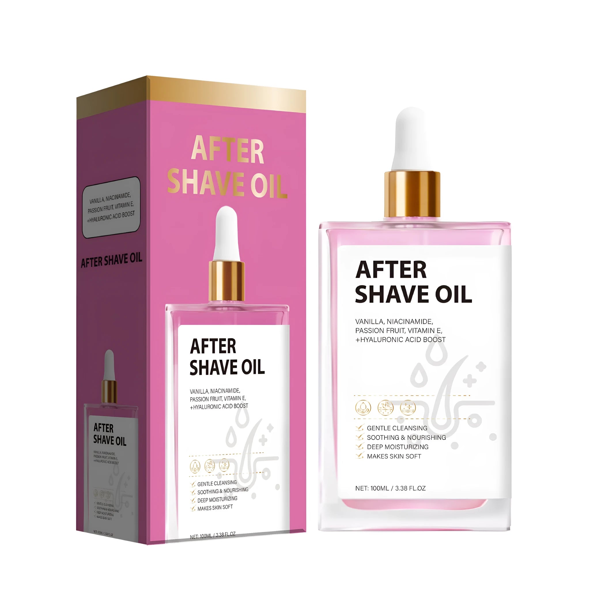 100ml bottle of FP-A021 men's aftershave oil for post-shave soothing and moisturising