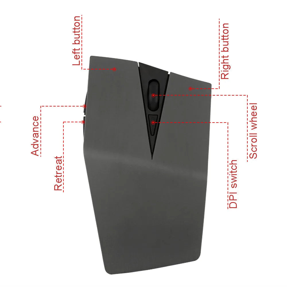 Wireless invisible mouse for laptop computers with USB receiver in gold colour option