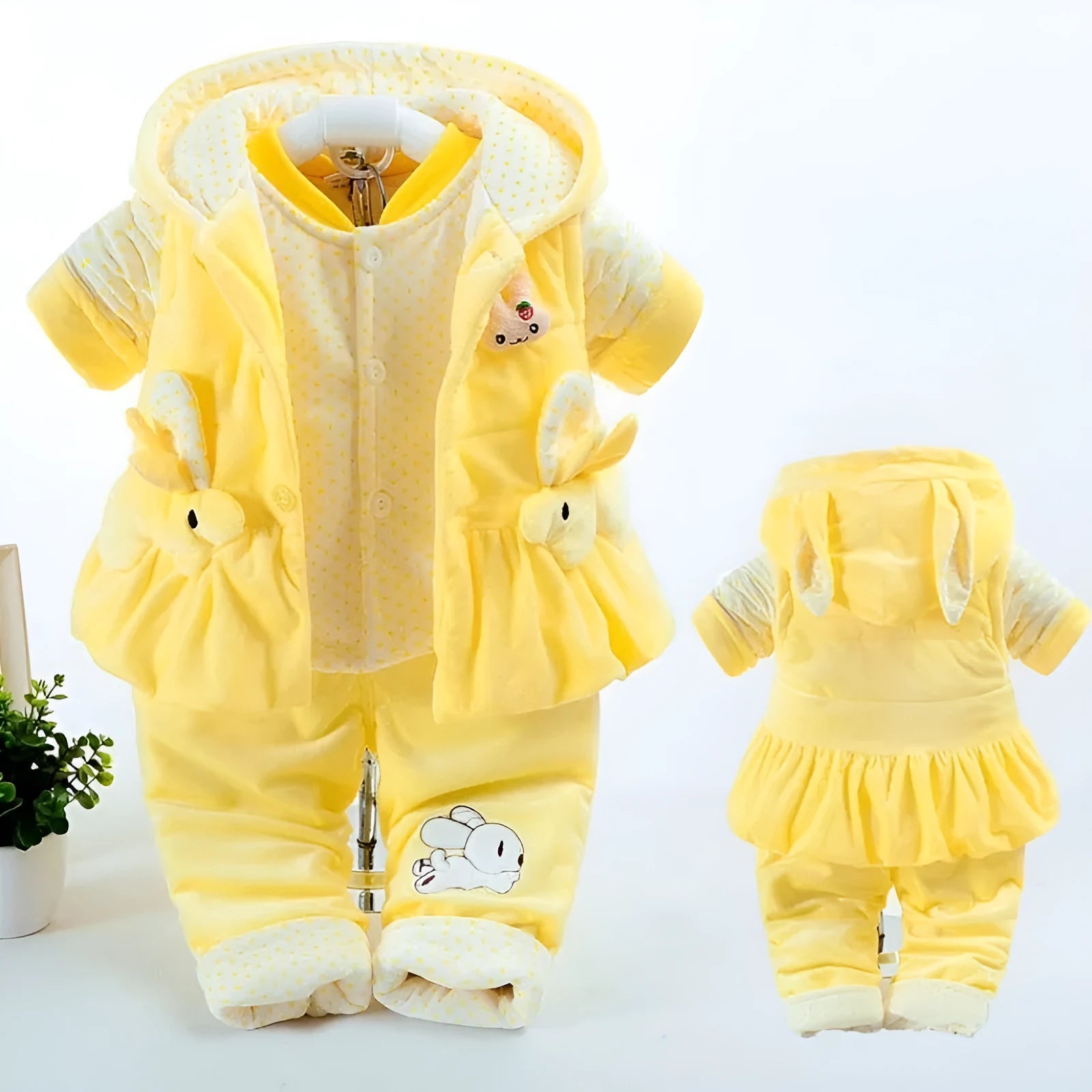 Baby girl pink purple yellow autumn winter three-piece clothing set with jacket vest trousers