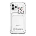 Cartoon Transparent Card Case Phone Case for iPhone with TPU material and card holder on back