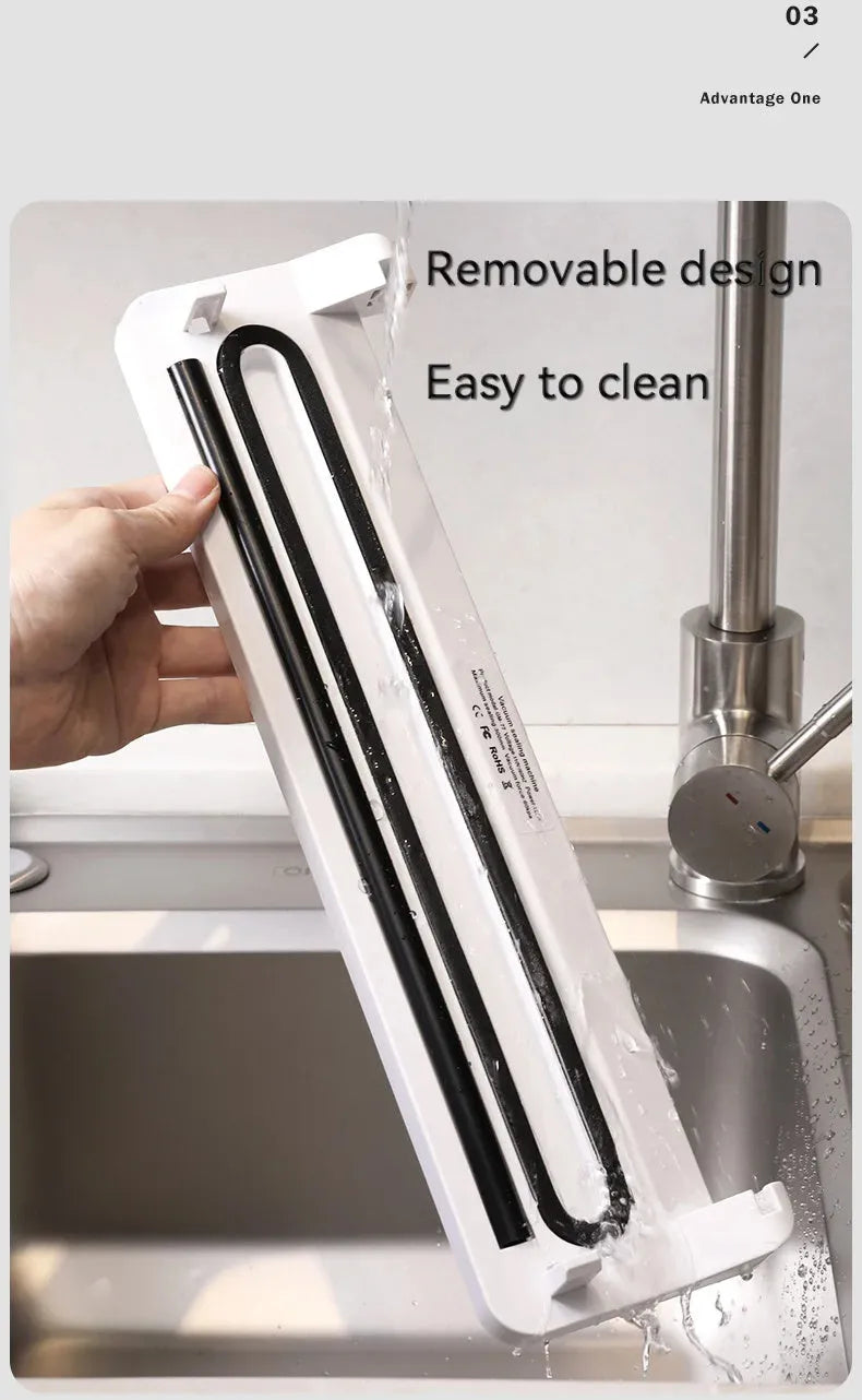 White automatic vacuum sealer machine with compact design for kitchen food preservation