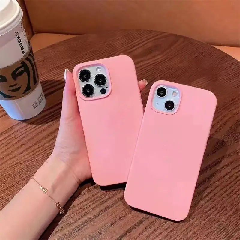 All-inclusive liquid silicone phone case for Apple iPhone, frosted finish, available in six colours