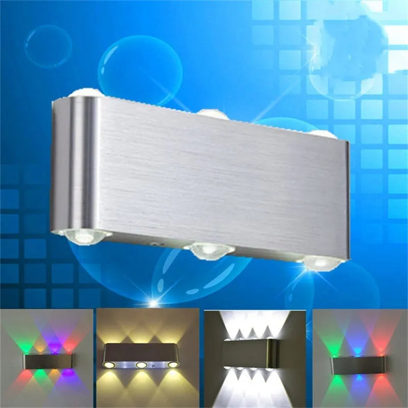 Silver aluminium rectangular LED wall lamp with multi-colour lighting options for bedroom