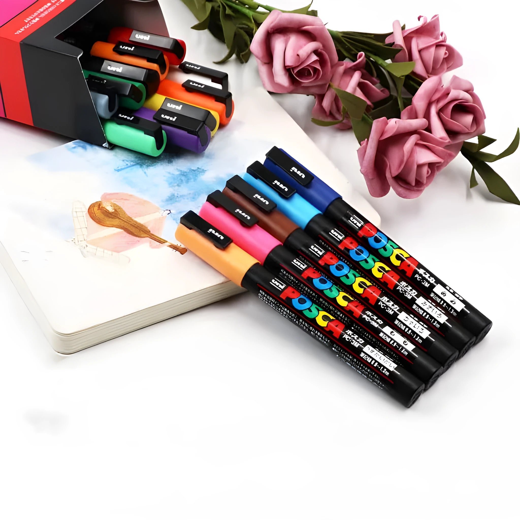 Doodle Pen 8-color acrylic marker set with 0.9mm tips in plastic case