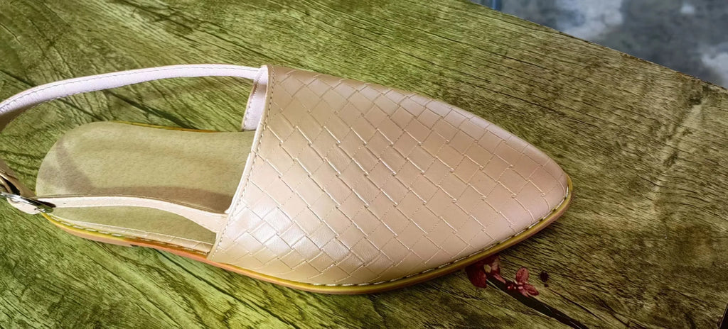 Baotou flat sandals with buckle fastening, pointed toe, and microfibre upper in various colours