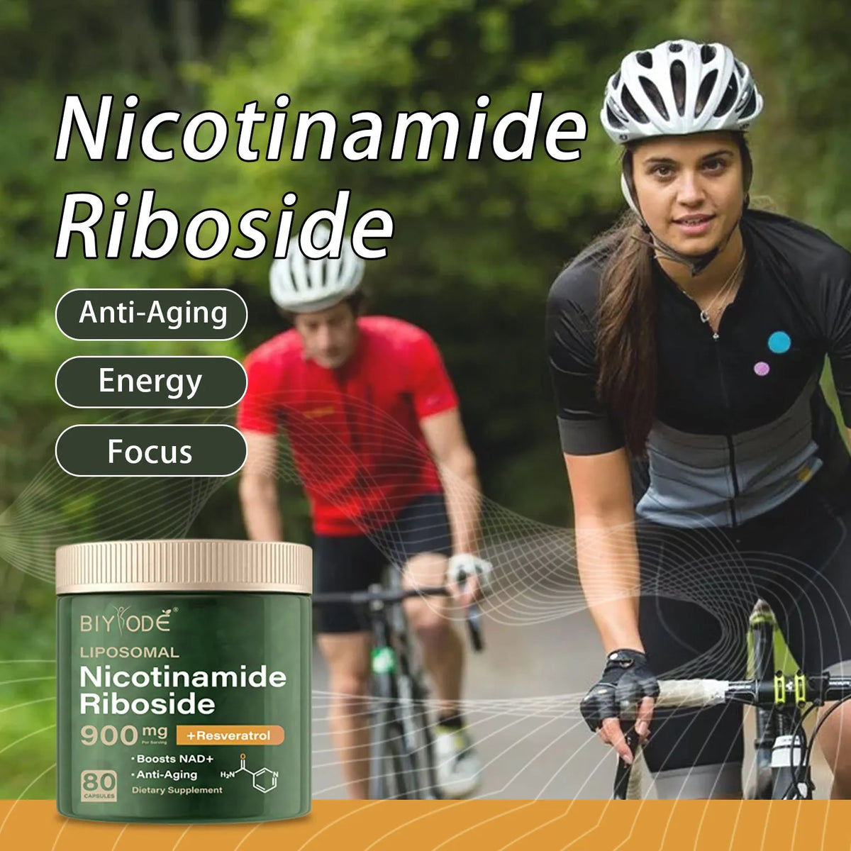 Nicotinamide riboside capsules bottle, 80 capsules, adult NAD supplement, OEM ODM custom label