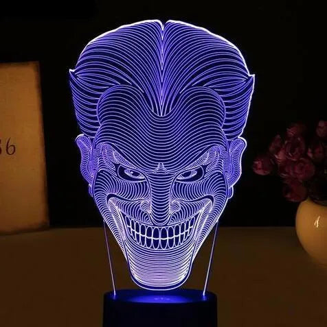 USB-powered 3D LED lamp with acrylic plate showing seven colour options and touch control