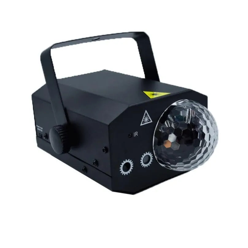 Black or white LED laser magic fan stage light with laser projection and remote control.