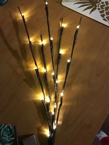 20 LED twig branch light string, 75cm, five branches, battery operated 3V decoration for parties and weddings