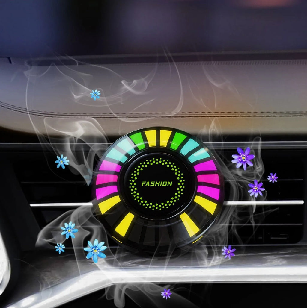 Car atmosphere light with RGB lighting and aromatherapy function for air outlet installation
