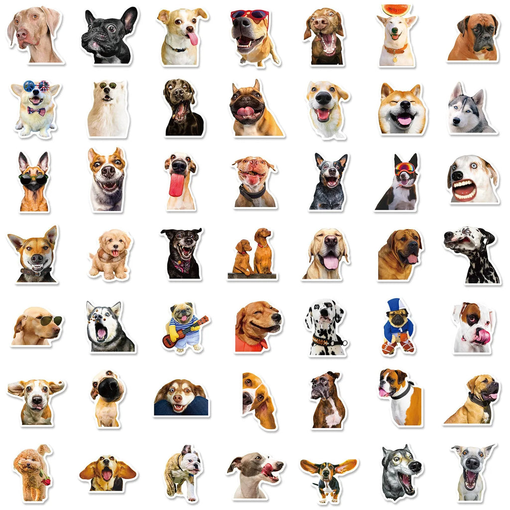 Pack of 100 realistic Nordic style dog facial expression stickers for crafts.