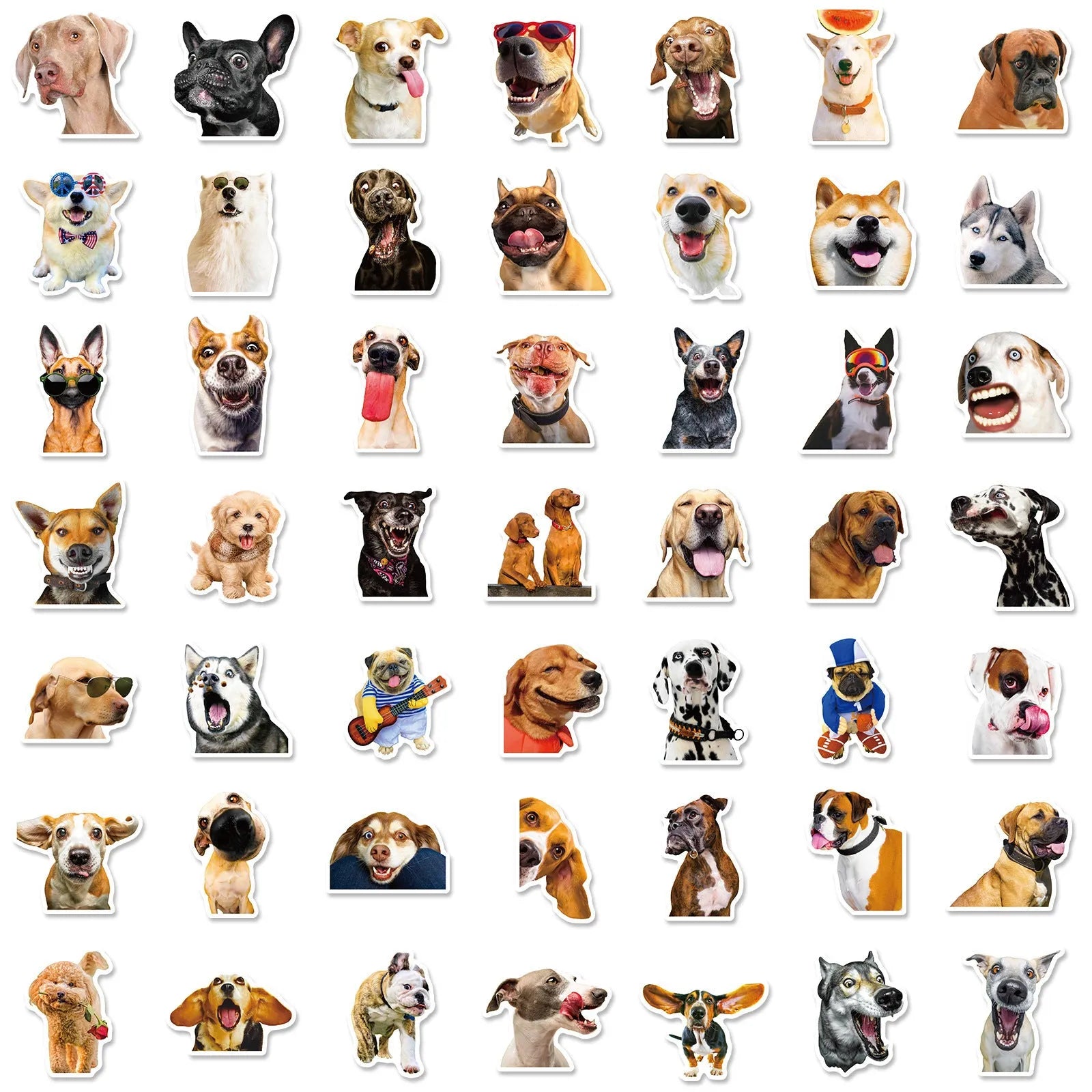 Pack of 100 realistic Nordic style dog facial expression stickers for crafts.