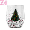 Christmas tree cup with flowing sequins and floral pattern, double-layer high boron silicon, 301-400ml, egg-shaped coffee cup