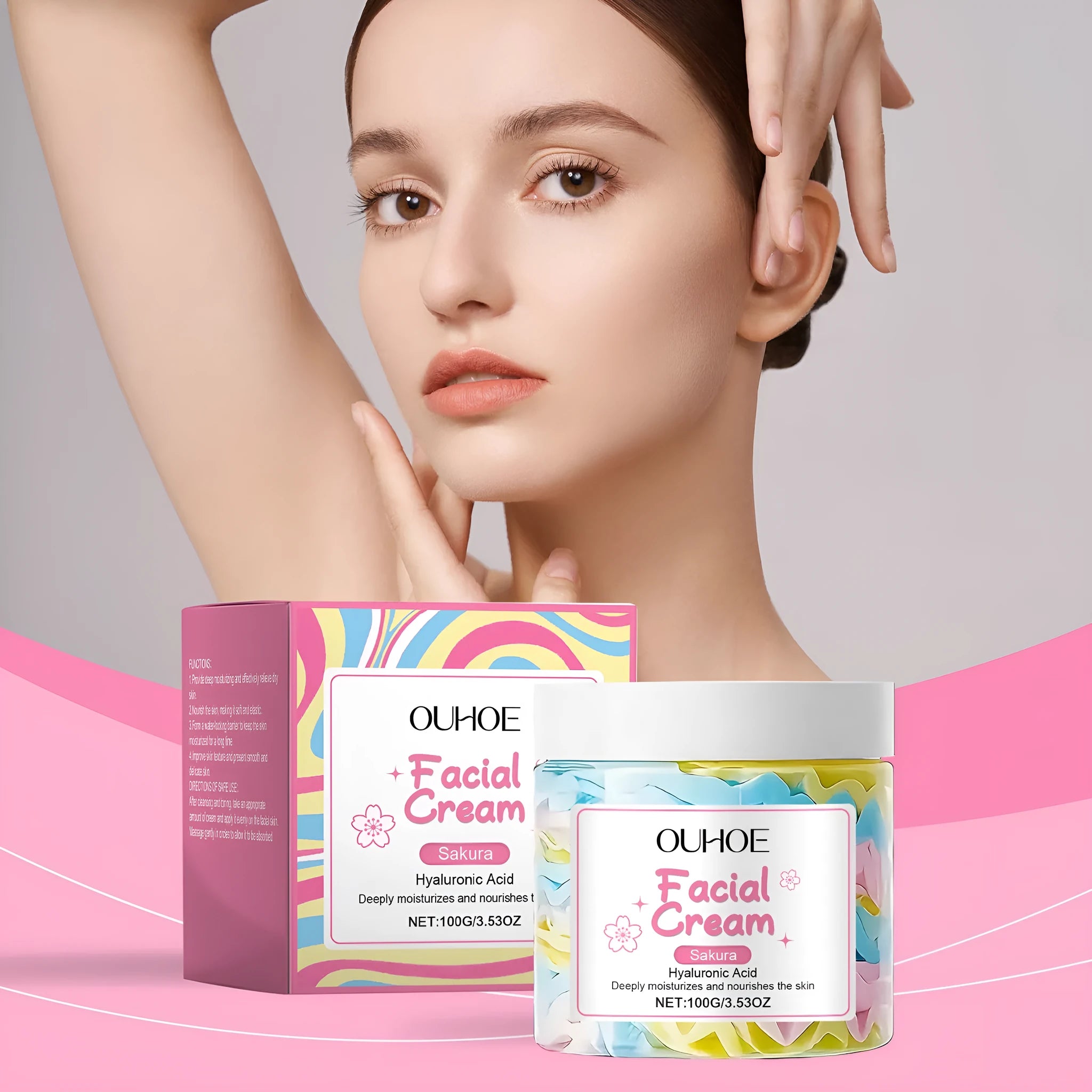 Sakura Butter Cream 100g moisturiser in a white cubic jar with black lid