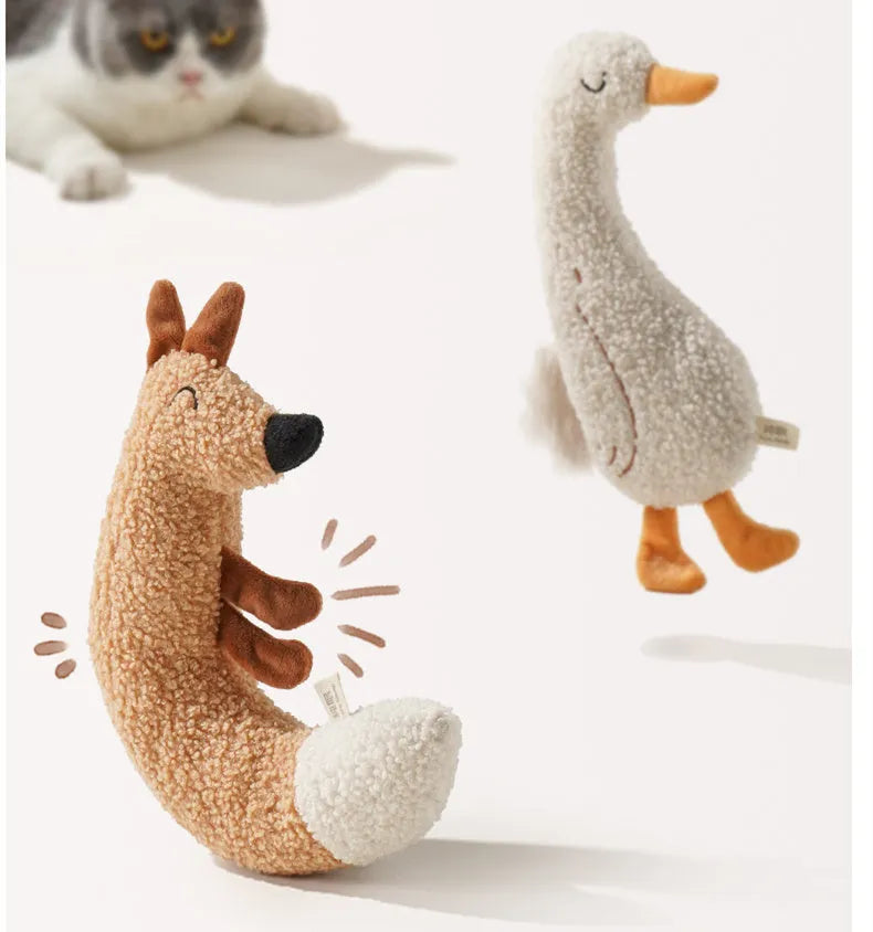 Cartoon dog grinding toy in fox or duckling design with sound paper core