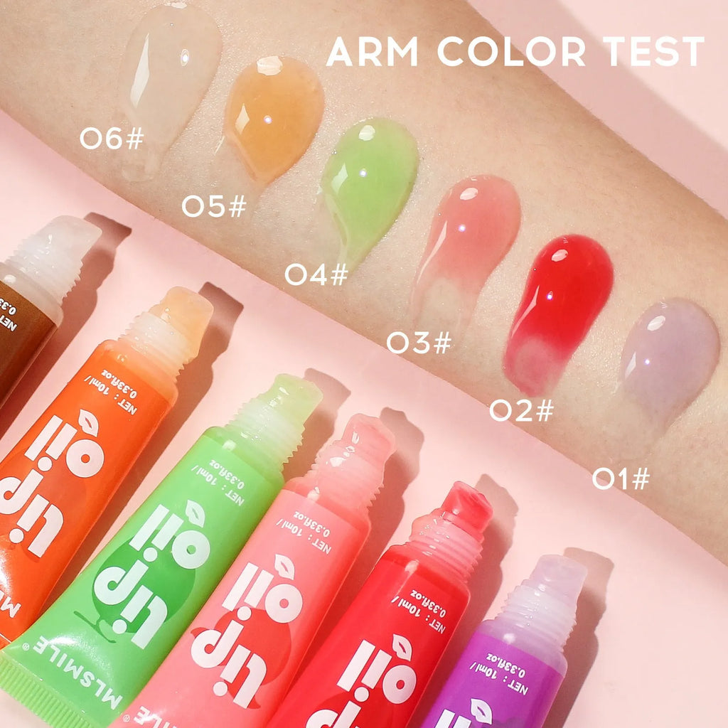 Moisturizing water light mirror lip gloss in 10ml hose tube, available in 6 colours.