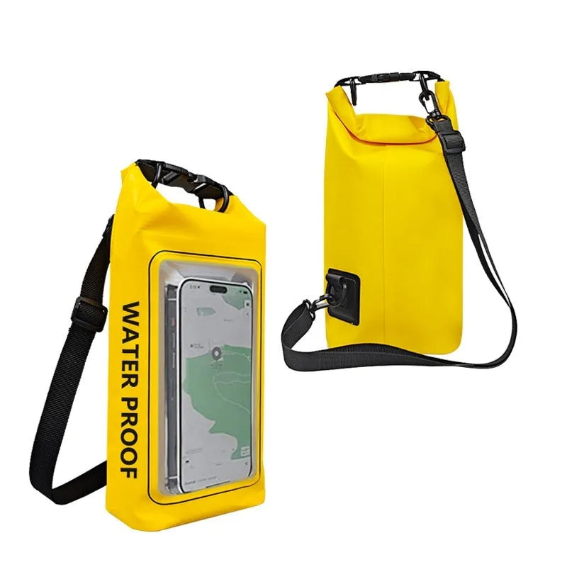 2 litre waterproof crossbody bag in PVC mesh for mobile phones at the beach or pool.