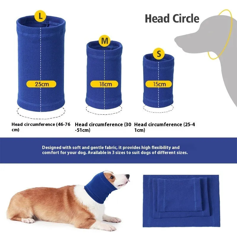Blue or grey polyester headband scarf for dogs in sizes S, M, L with casual style design