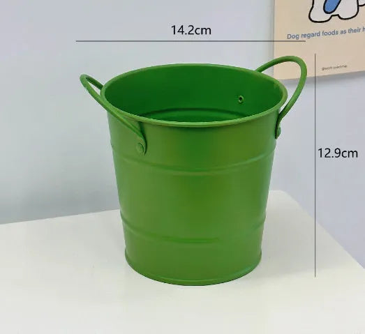 Round metal pen holder in various colours with sticker patch options for desk organisation