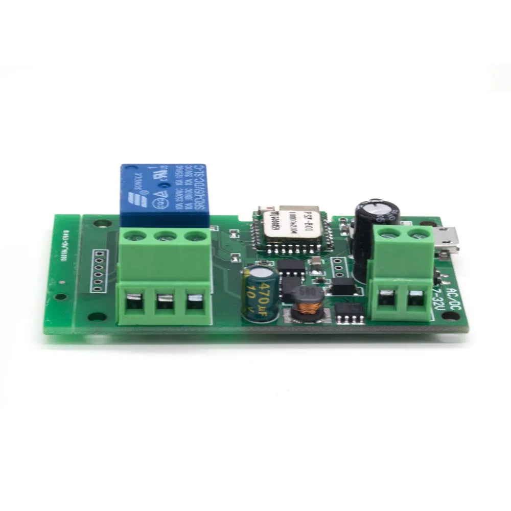 1 way relay module with self-locking interlock remote control showing USB port and compact design