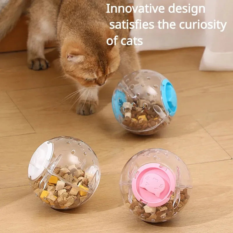11.5cm clear plastic pet slow feeder ball for cats and dogs with food dispensing holes