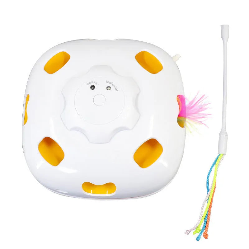 Plastic cat teaser toy measuring 19.8cm long with compact design for independent feline play