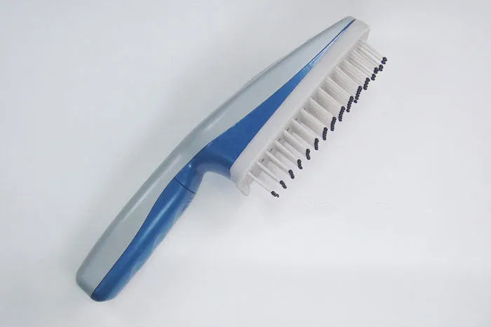 Pet comb with ion technology, 21.5cm length, removable brush head, and 78 teeth for grooming and odour removal