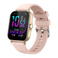 W10 smart watch with blue wristband showing heart rate and blood pressure on 1.75-inch curved screen