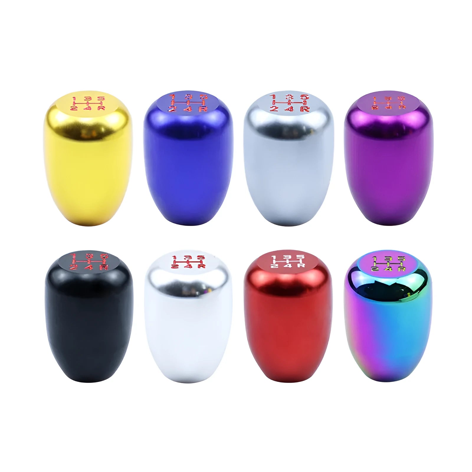 Polished aluminum gear shift knob with three rubber adapter sleeves for manual transmission vehicles
