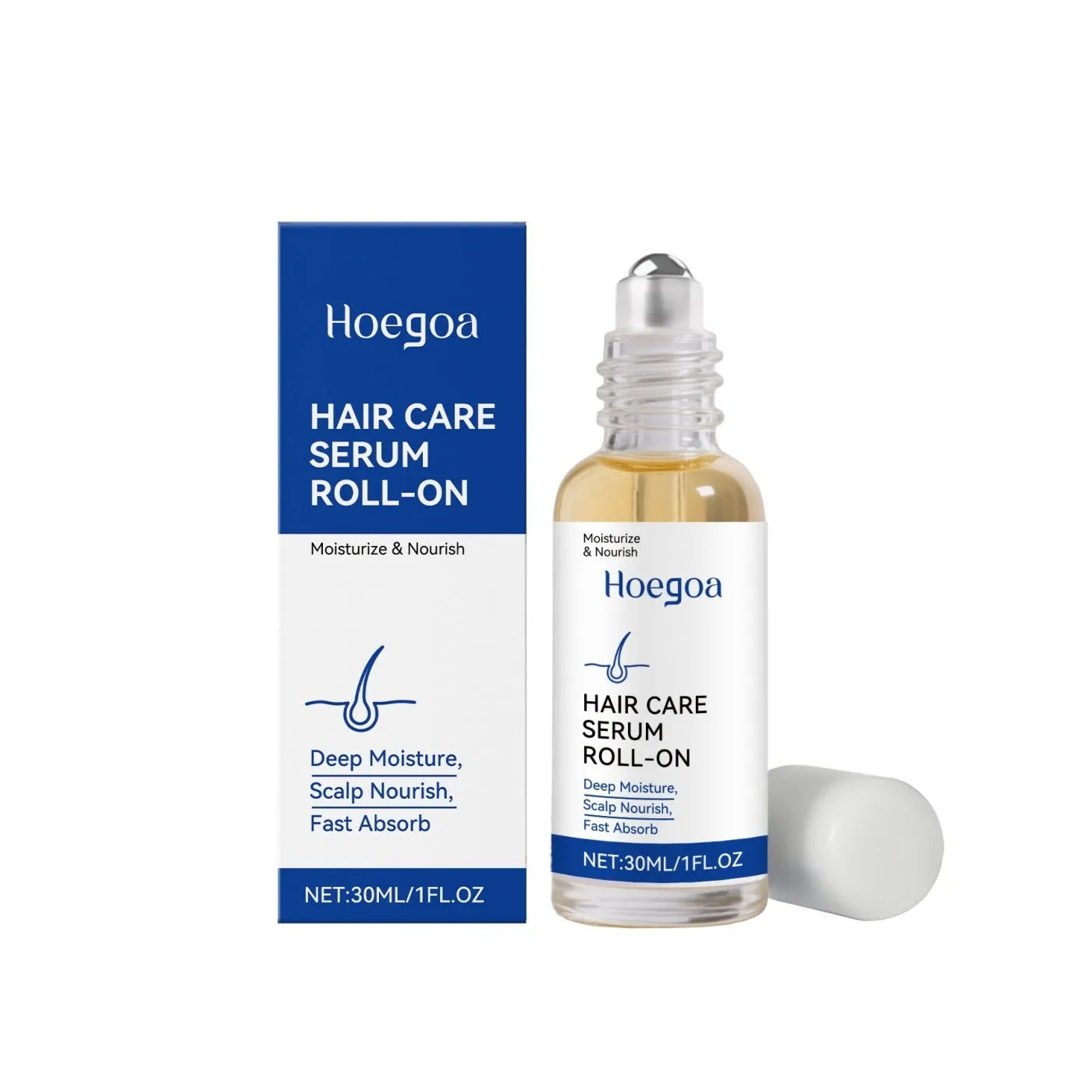 Hair care ball with 30ml moisturising formula containing glycerin, vitamin E, ginger root oil, and rosemary leaf oil