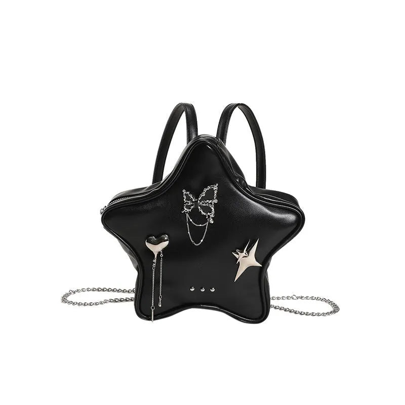 Soft PU women's mini backpack messenger bag shown in Black, Milky White, Silver, and Beige colour options.