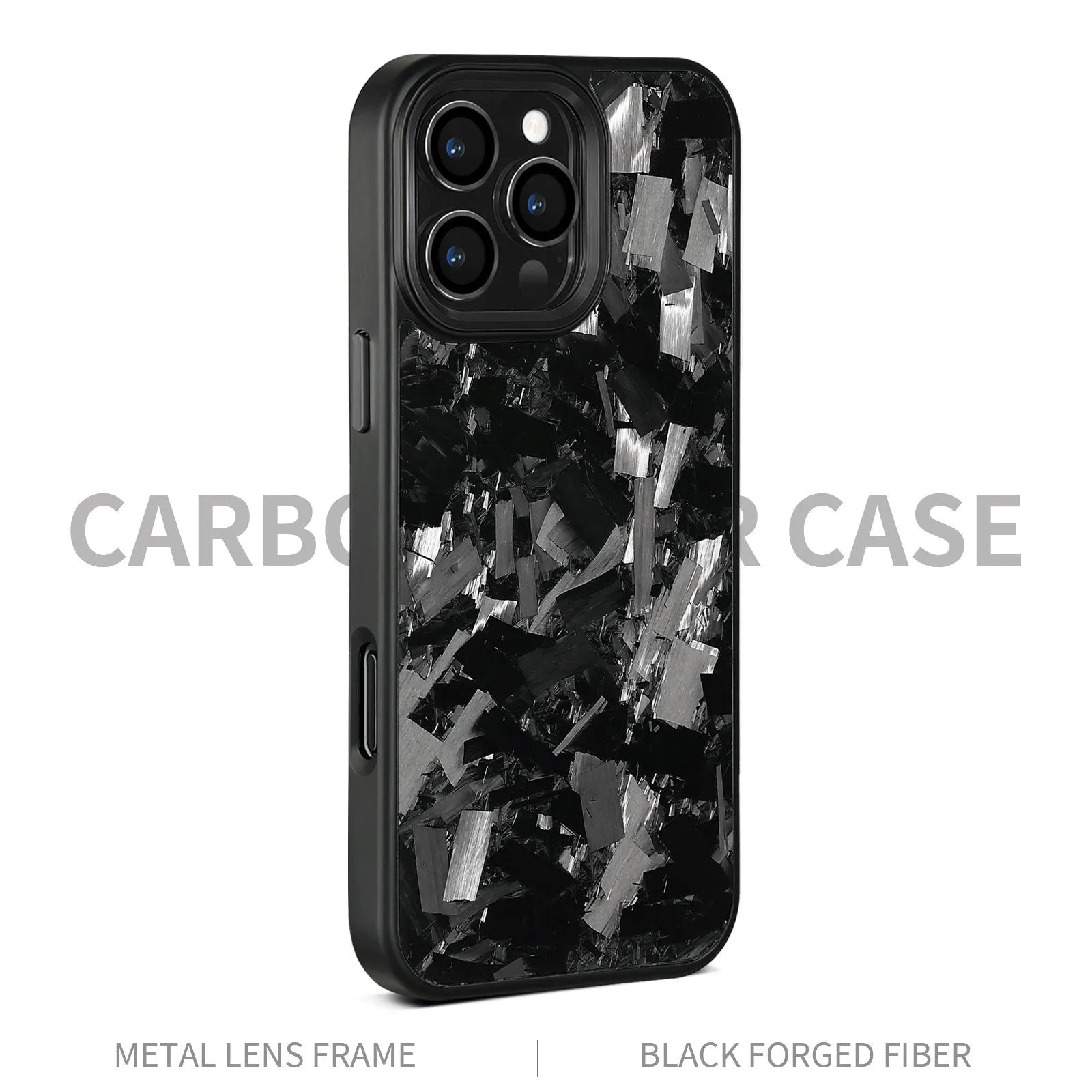Metal frame forged pattern mobile phone case in blue gold with carbon fibre construction and magnetic attachment