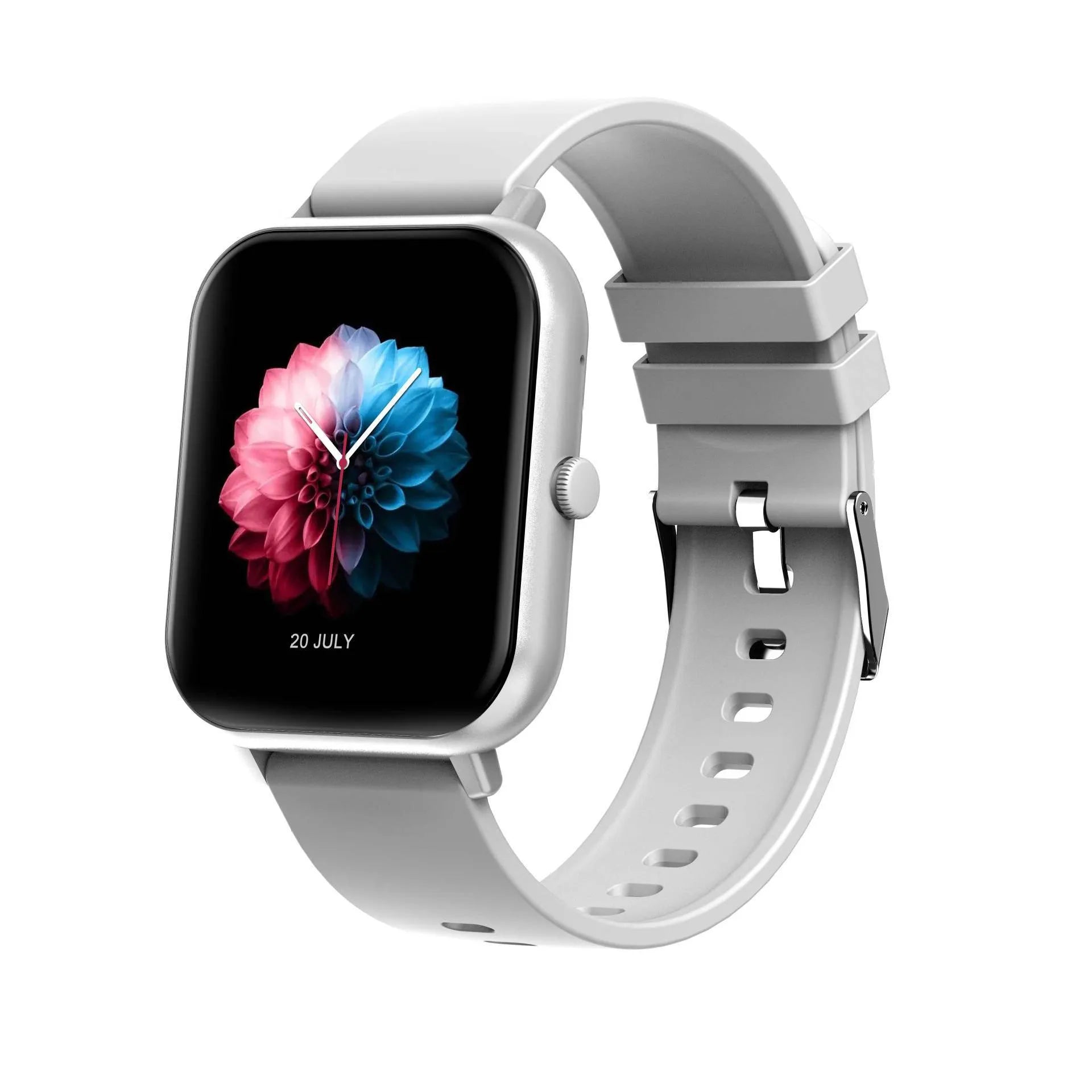 One-Click Link AI Voice Heart Rate Hand Bluetooth Smart Watch in black, silver grey, pink, or khaki with TFT screen and wrist strap