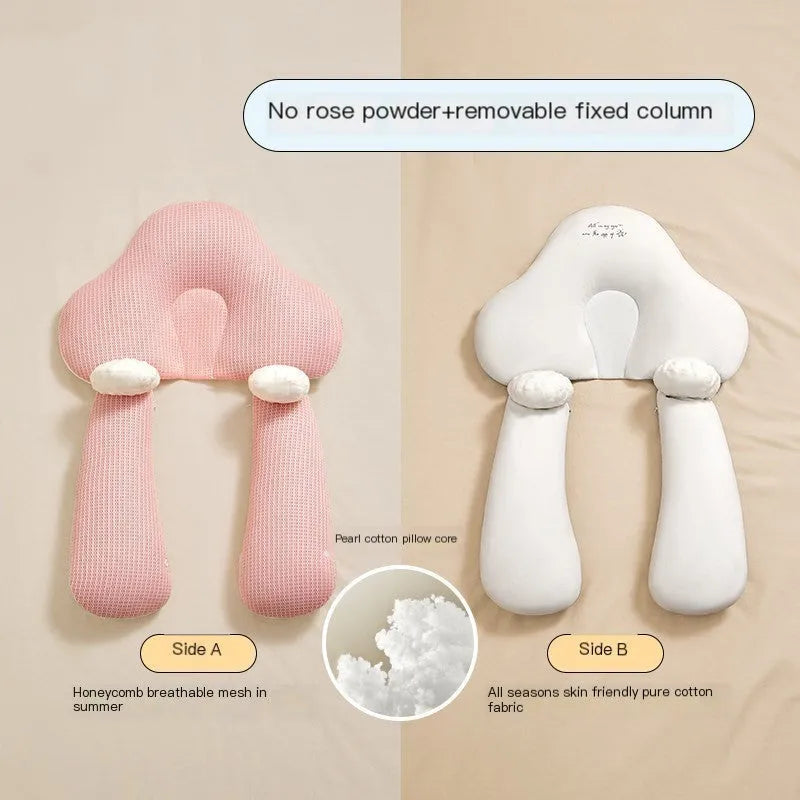 U-shaped baby head shaping pillow in pure cotton fabric with detachable support column