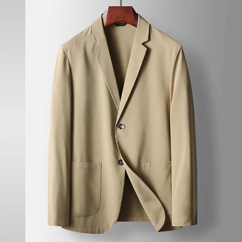 Men's lightweight polyester suit jacket, long sleeve, straight hem, anti-wrinkle, six colours, sizes 170-195