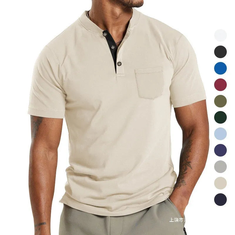 Men's plus size short sleeve button pocket shirt in Army Green colour, showing front button closure and pocket detail