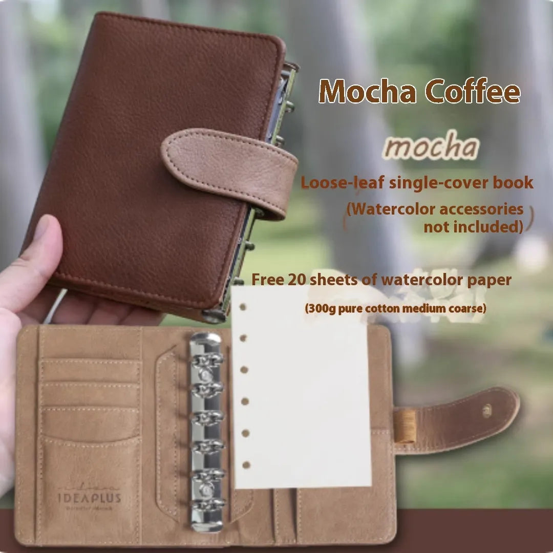 A7 loose-leaf watercolour book in five colours: Avocado Green, Hazelnut Brown, Mango Pudding, Mocha Coffee, Rainforest Green