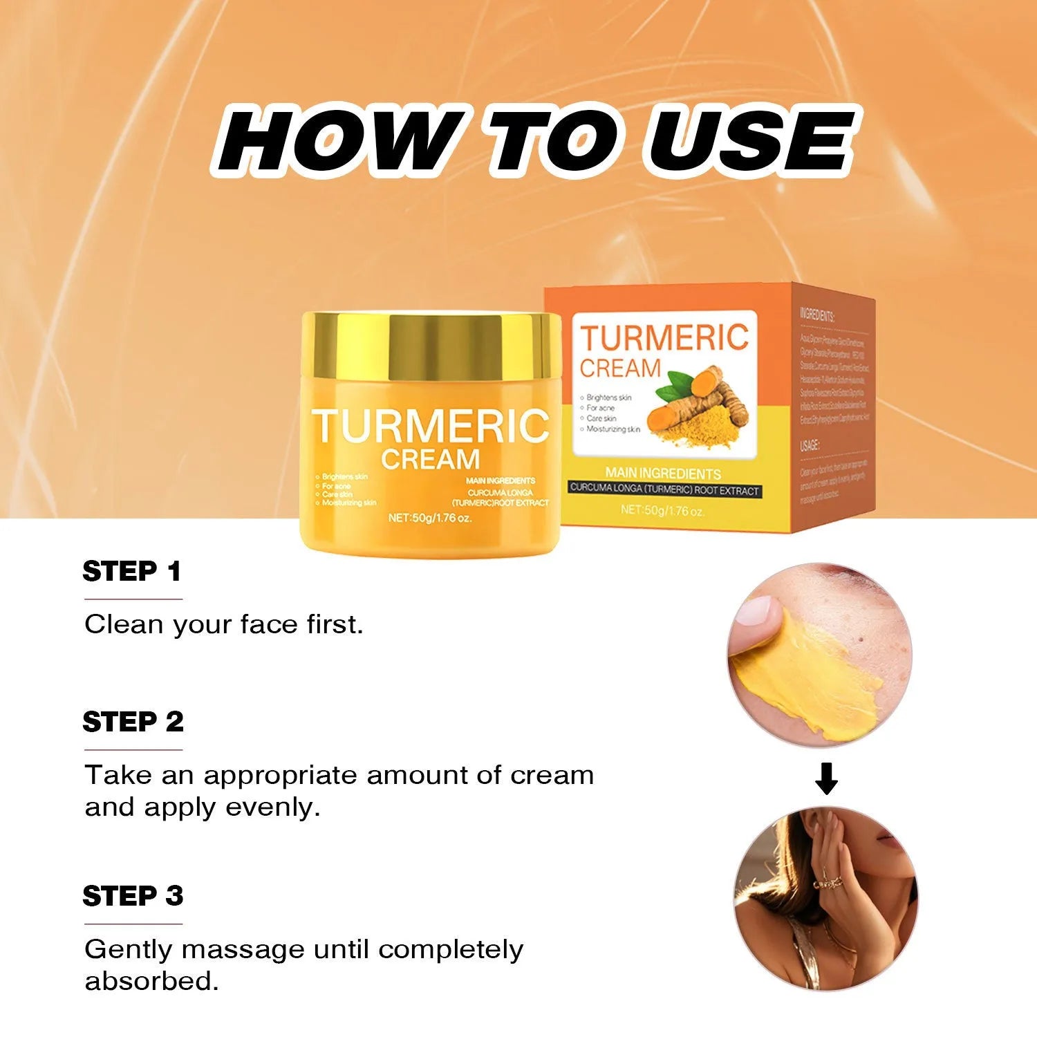 50g moisturising cream in a 53mm x 53mm x 48mm jar for skin brightening and hydration.