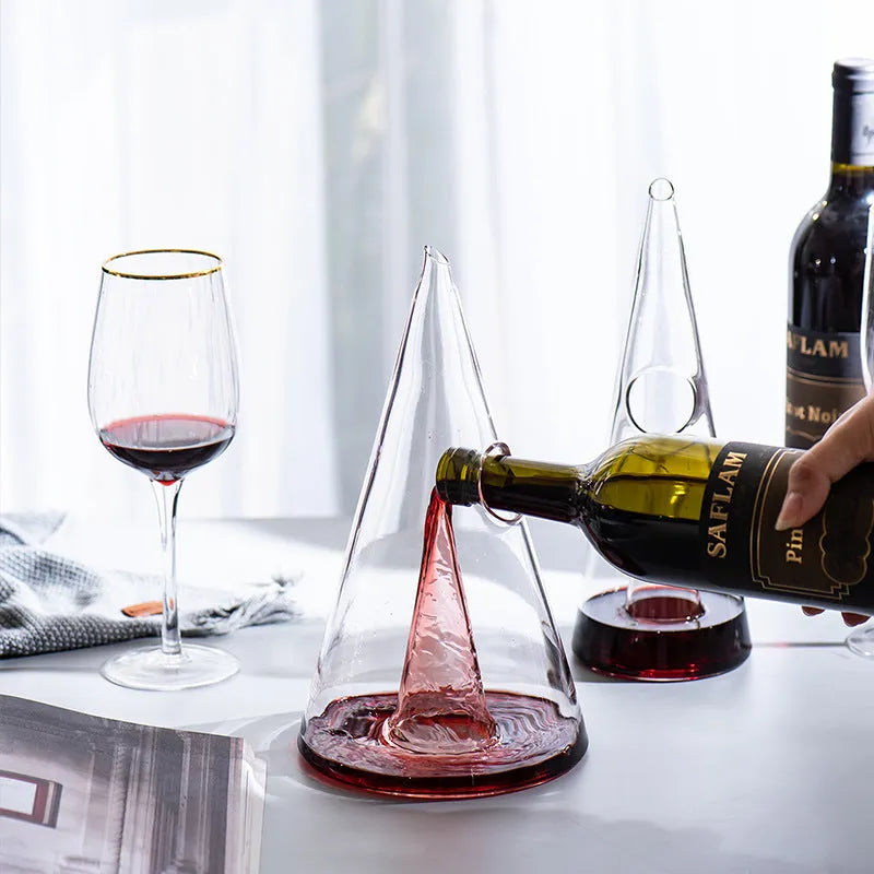 Clear glass fast waterfall decanter, 501-600ml, Korean style, small and large sizes, for serving wine and spirits.